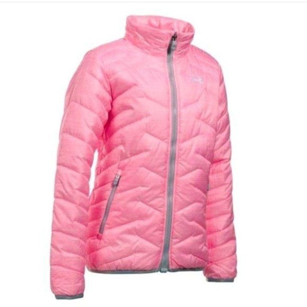 Under Armour ColdGear Reactor Winter Coat Pink Girls Youth Kids Large - Picture 1 of 11